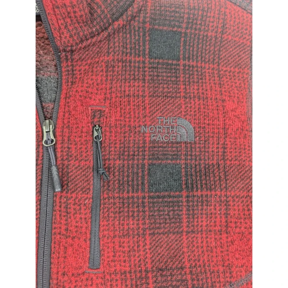 The North Face Gordon Lyons Plaid 1/4 Zip Jacket Mens Medium Red Fleece Gorpcore